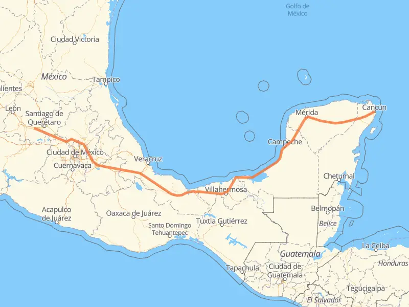 ¿Cuánto se hace de Celaya a Cancun en autobús